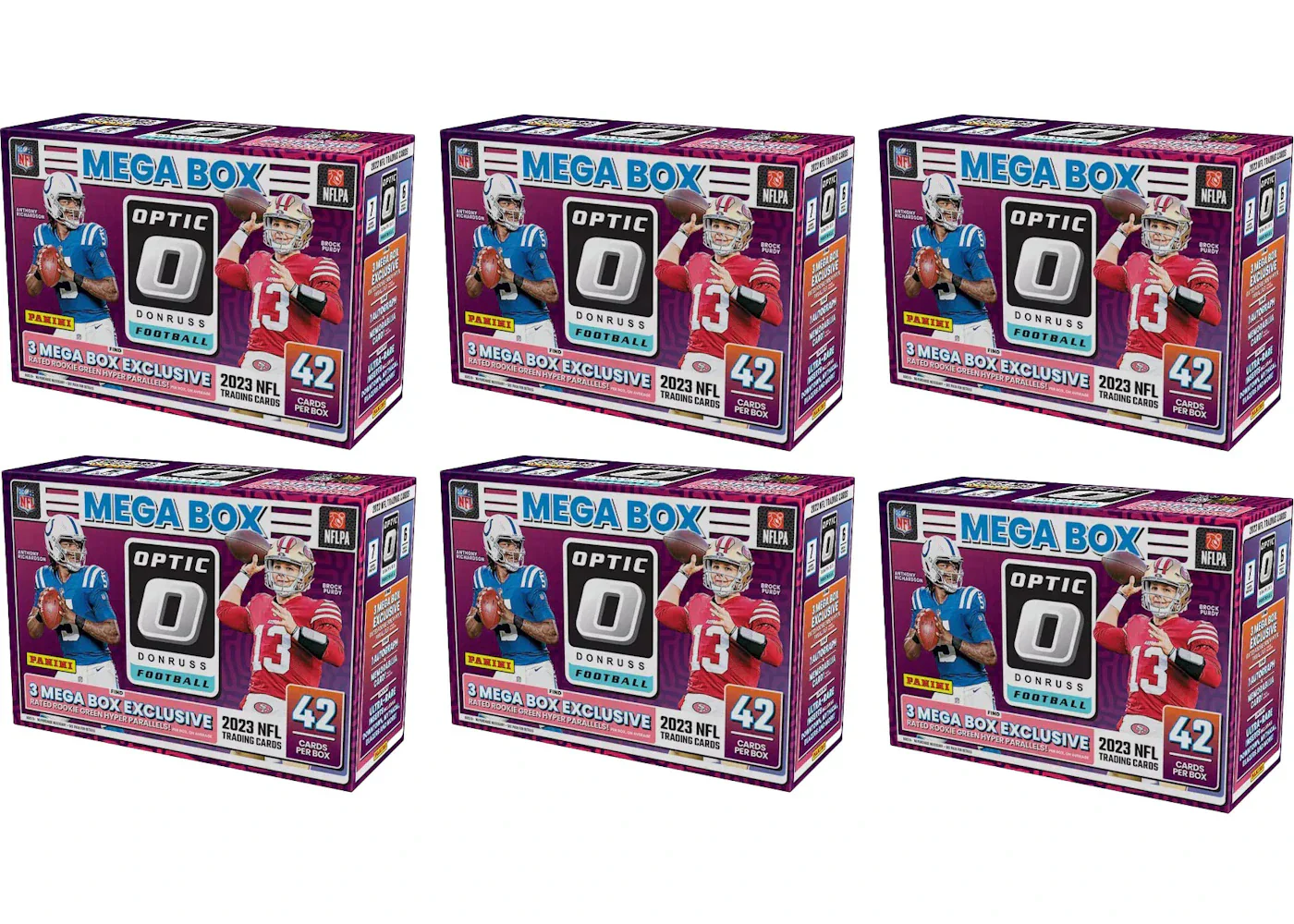 2023 Panini Donruss Optic Football Mega Box (Green Hyper Parallels) 6x Lot