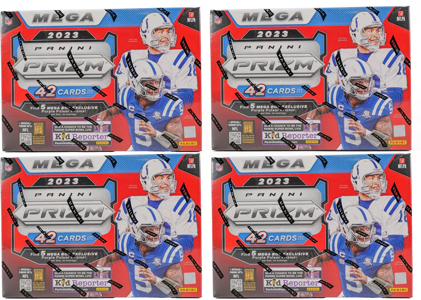 2023 Panini Prizm Football Hobby Mega Box (Purple Pulsar Prizms) 4x Lot