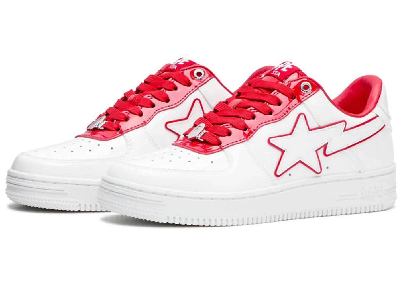 A Bathing Ape Bape Sta Patent Leather White Red - Image 2