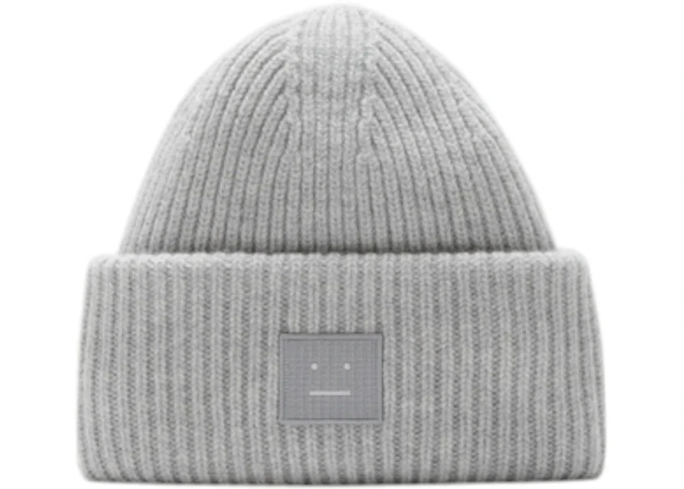 Acne Studios Large Face Logo Beanie Light Grey Melange