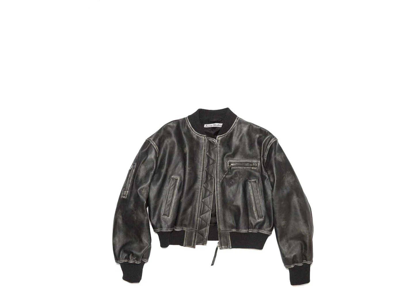 Acne Studios Leather Bomber Jacket Black