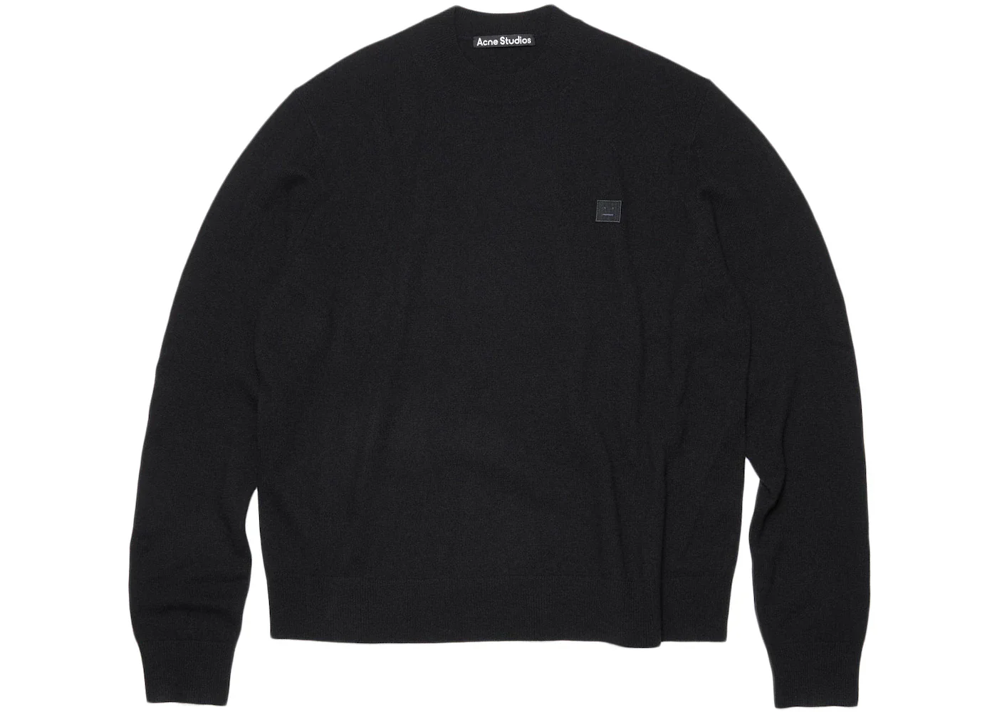 Acne Studios Lightweight Wool Face Patch Crewneck Sweater Black