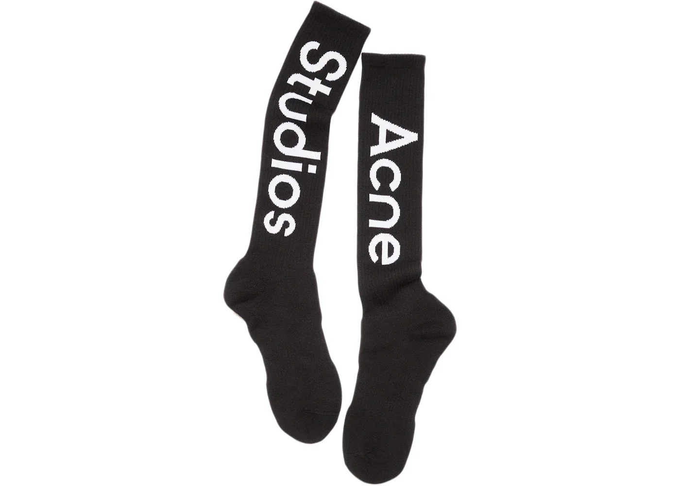 Acne Studios Logo Contrast Knee-High Socks Black