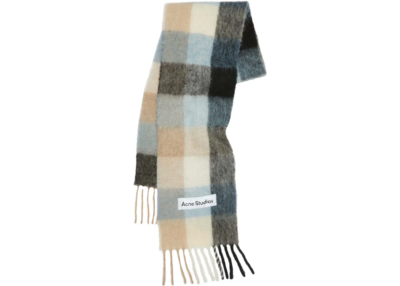 Acne Studios Mohair Checked Scarf Blue/Beige/Black