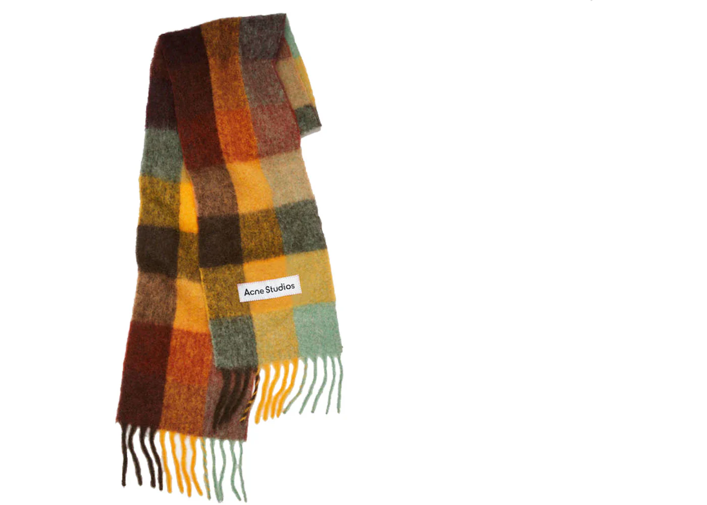 Acne Studios Mohair Checked Scarf Brown/Yellow/Green