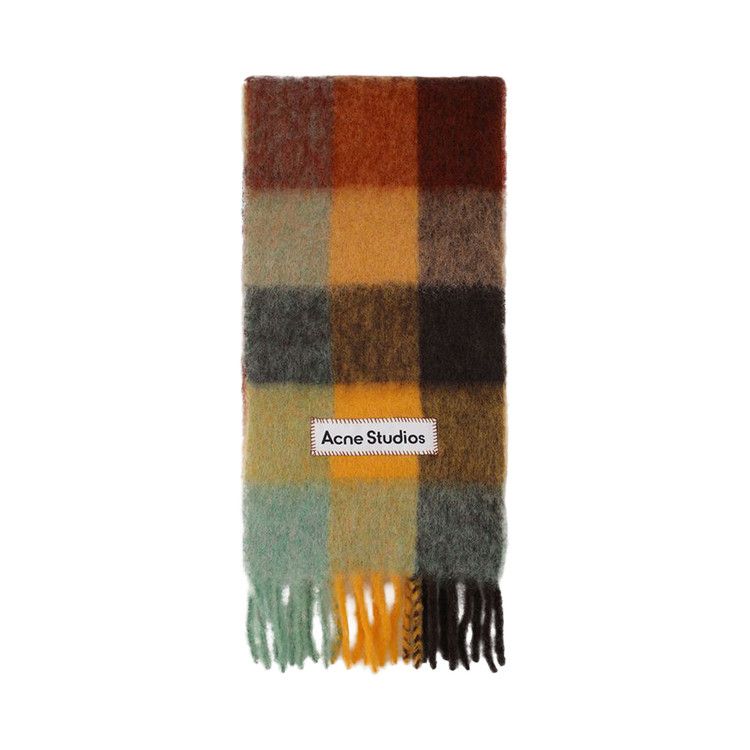 Acne Studios Multi Check Scarf Green/Grey/Black - Image 2
