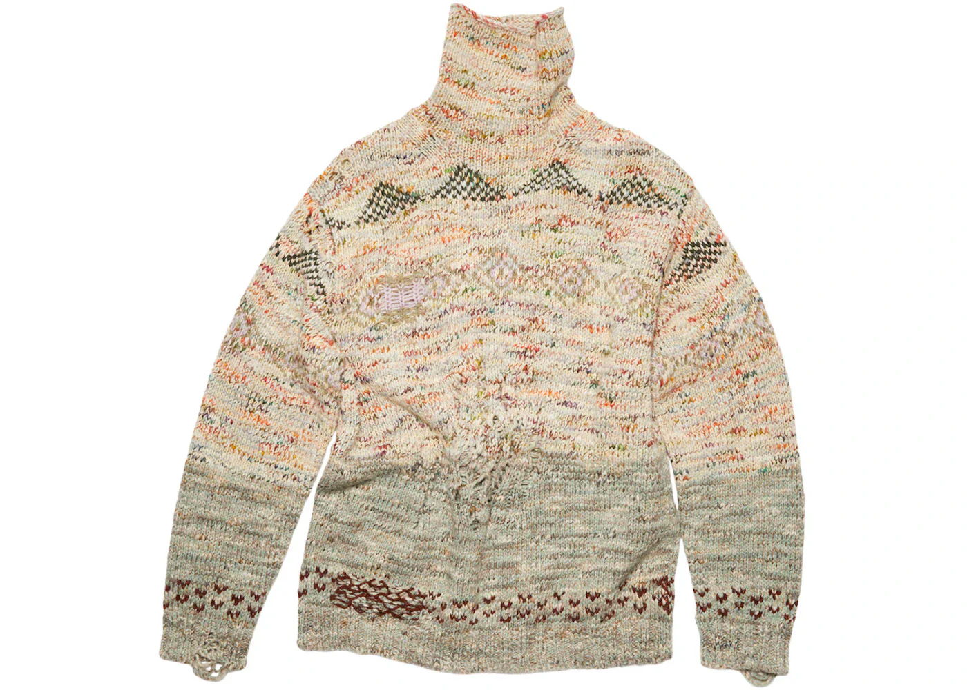 Acne Studios Roll-Up Deconstructed Wool Jumper Sand Beige/Light Khaki