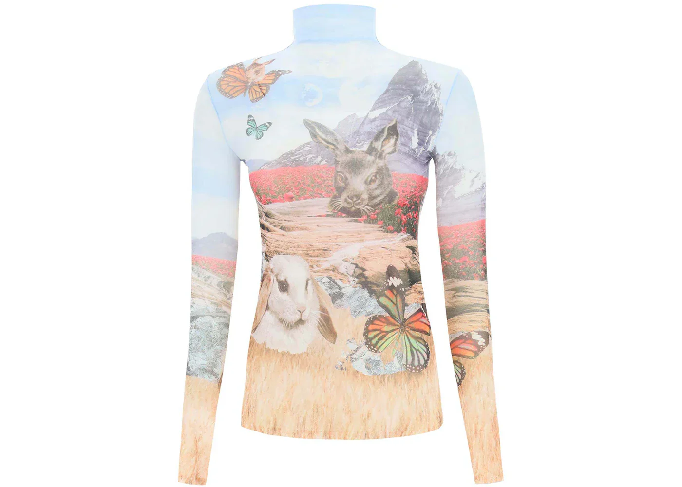 Acne Studios Seamless Printed Artwork Turtleneck Top Light Blue/Red