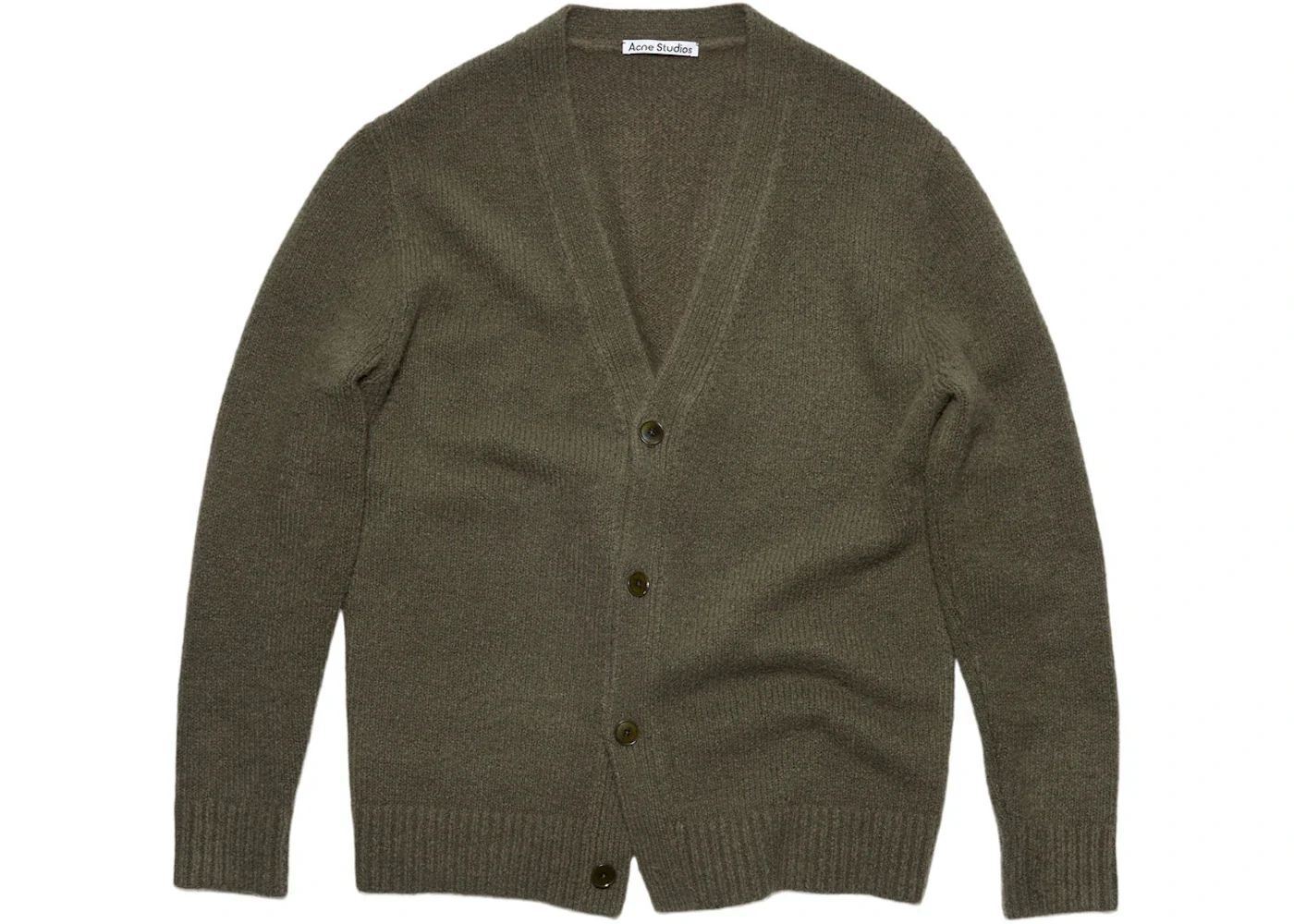 Acne Studios Wool-Blend V-Neck Button-Up Cardigan Forest Green