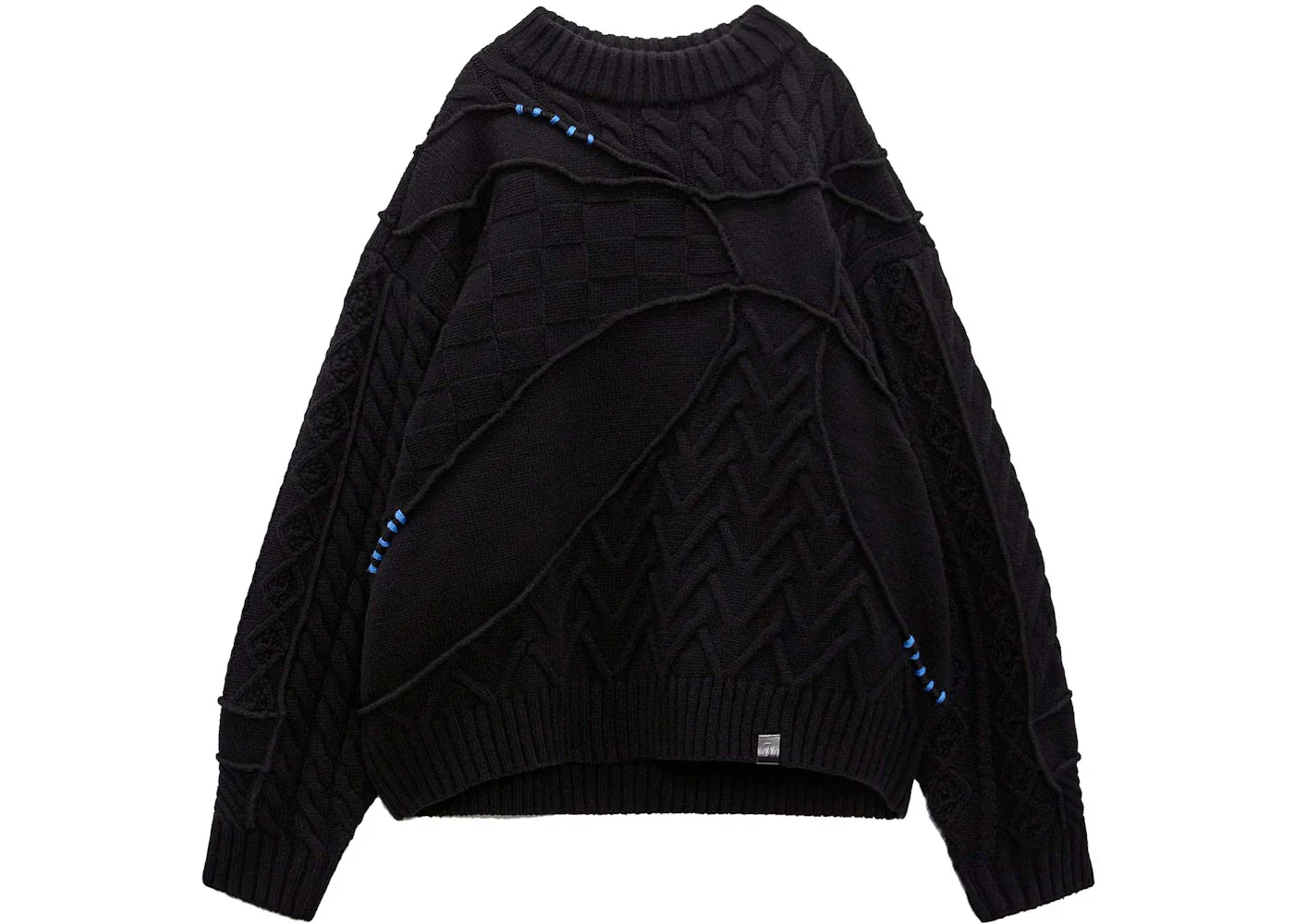 ADER error x Zara Oversized Patchwork Knit Mens Sweater Black