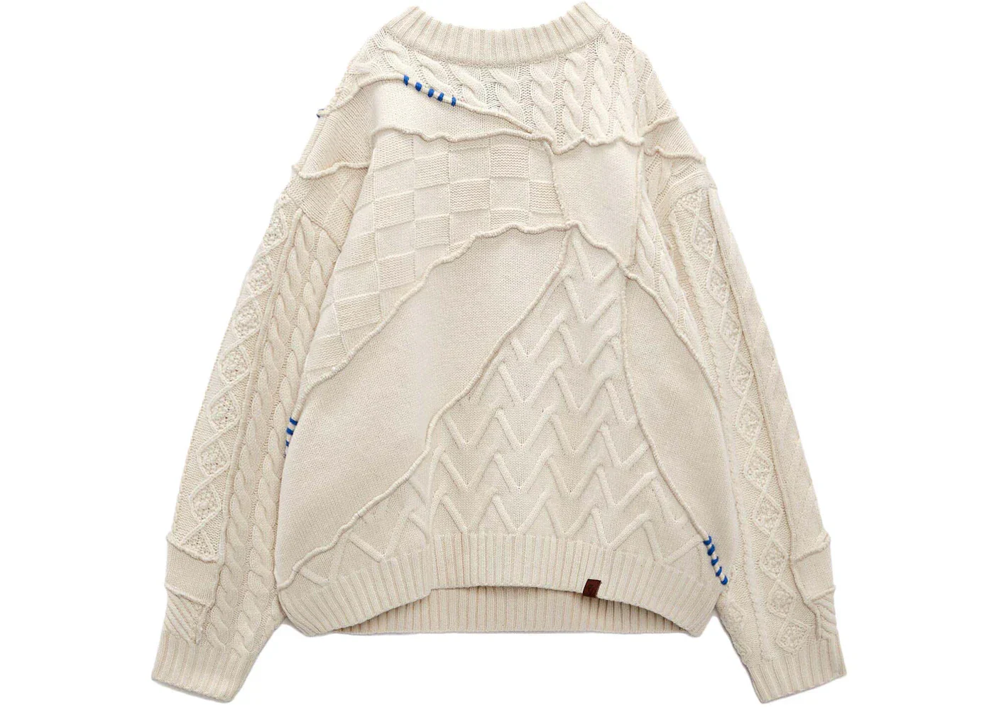 ADER error x Zara Oversized Patchwork Knit Sweater Ecru