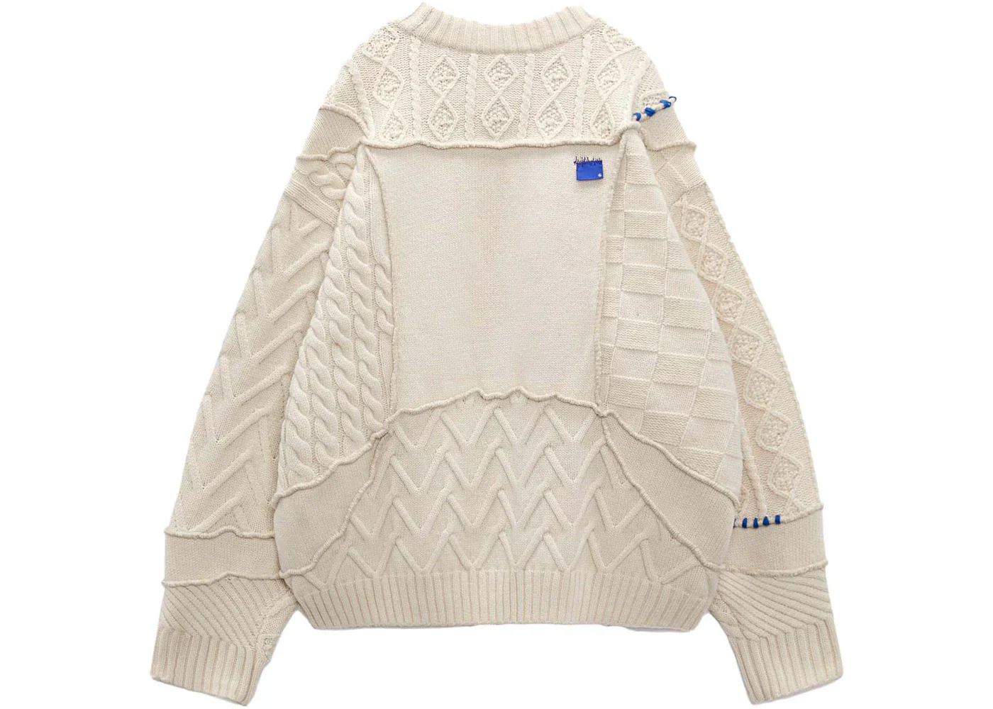 ADER error x Zara Oversized Patchwork Knit Sweater Ecru - Image 2