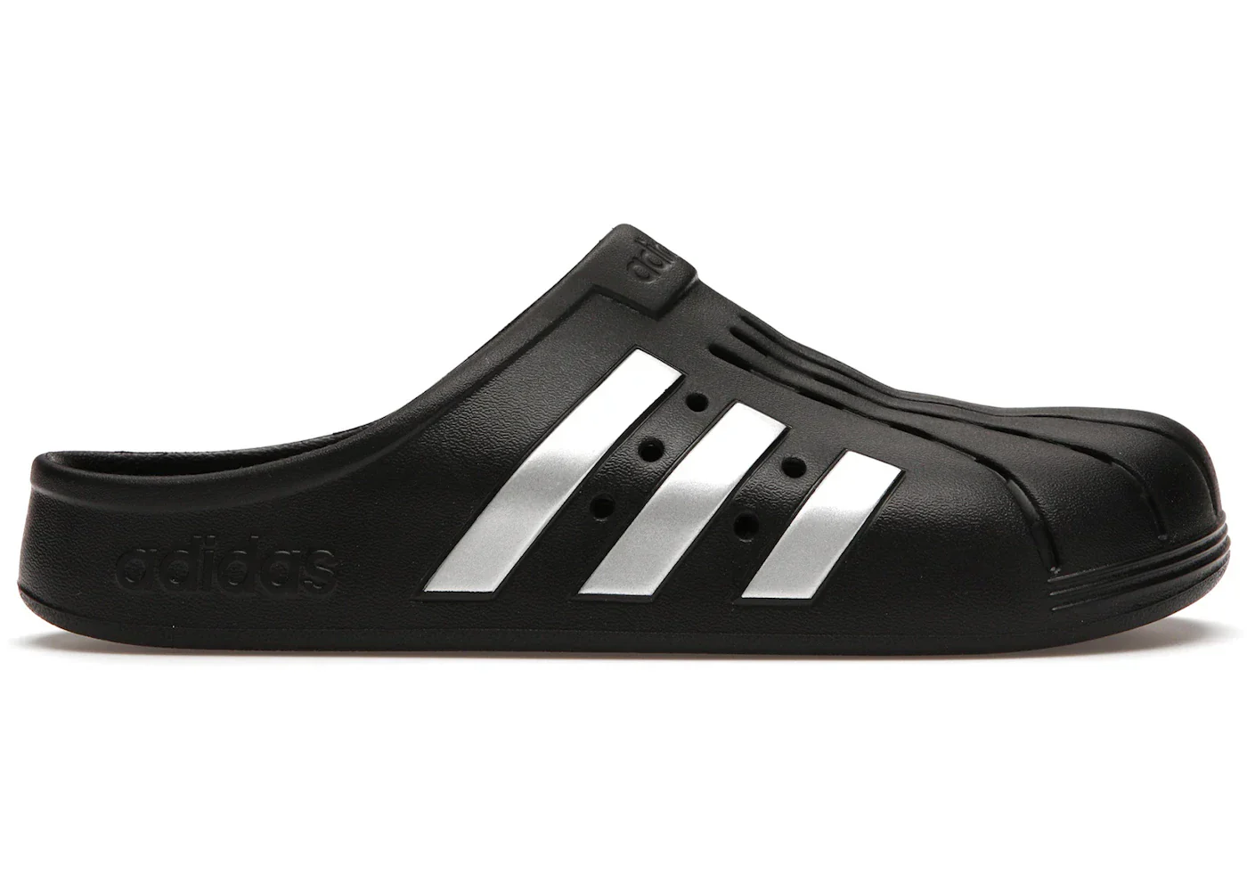 adidas Adilette Clog Black Silver - Image 2
