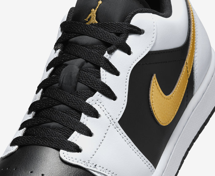 Air Jordan 1 Low White Black Metallic Gold Swoosh Sale - Image 3