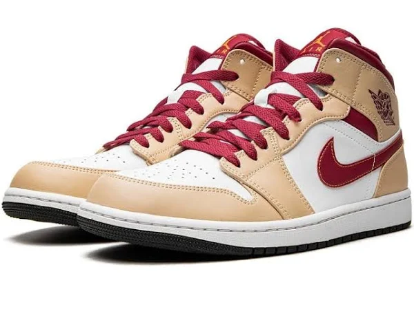 Air Jordan 1 Mid "Light Curry Cardinal Red" Sale - Image 7