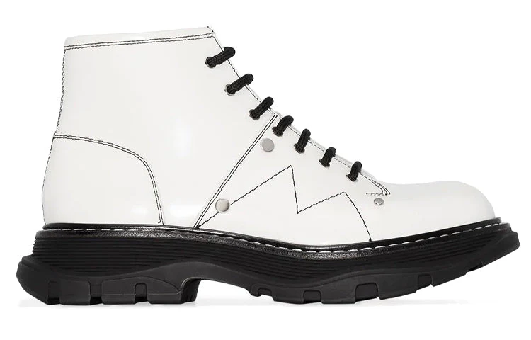 Alexander Mcqueen Tread Slick Lace Up Boot Ivory Black (Women'S) - Image 2