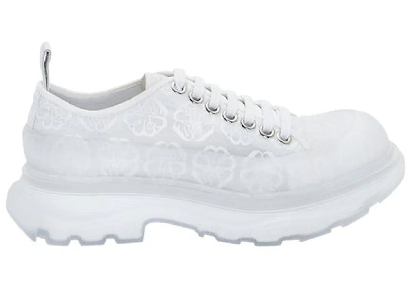 Alexander Mcqueen Tread Slick Low Lace Up White Transparent (Women'S)