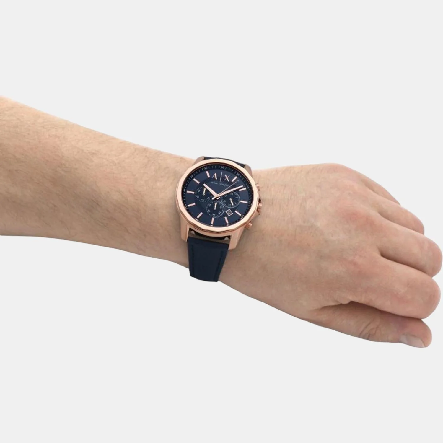 Banks Men Quartz Blue Dial Chronograph Leather Watch AX1723 - Image 7