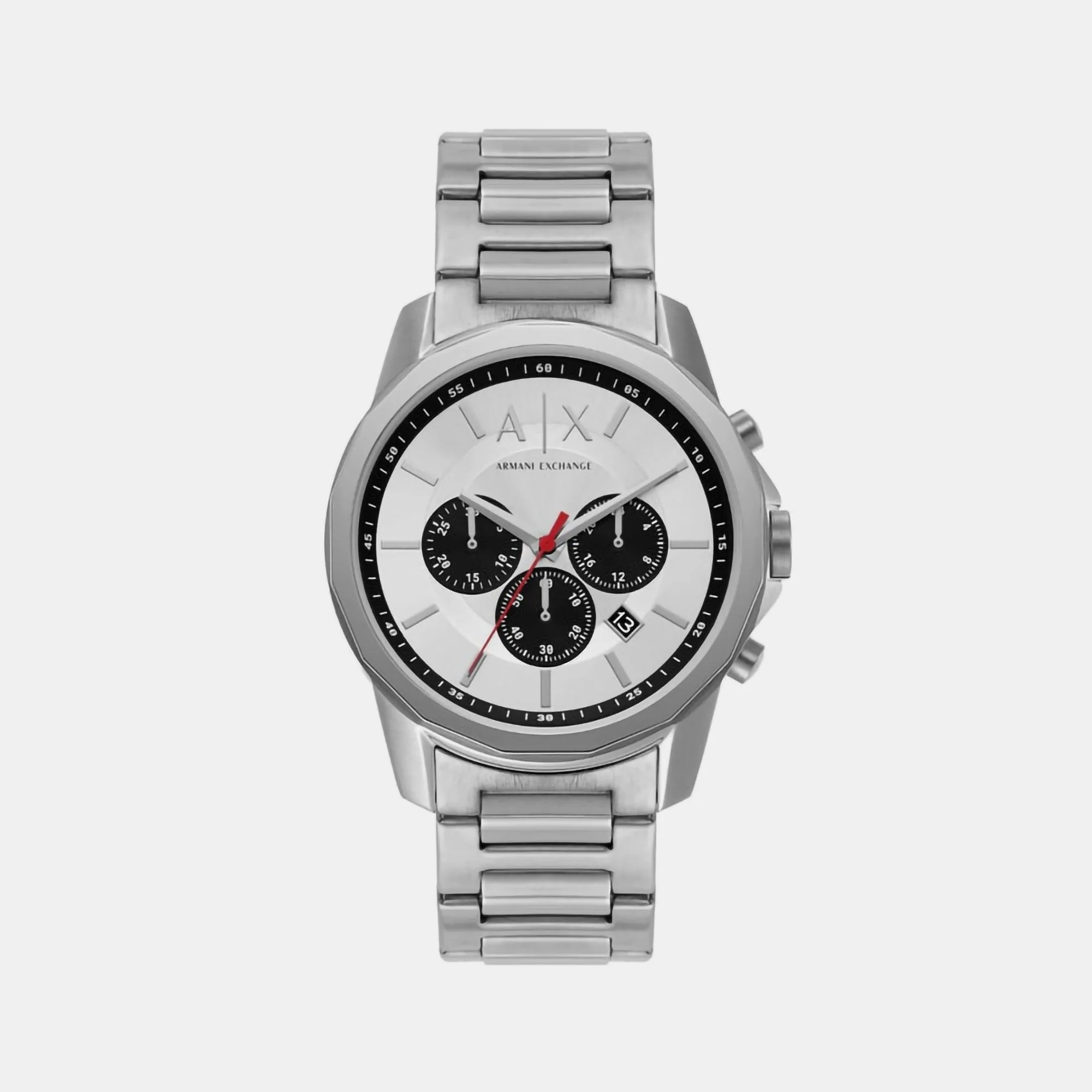 Banks Men Quartz Silver Dial Chronograph Stainless Steel Watch AX1742