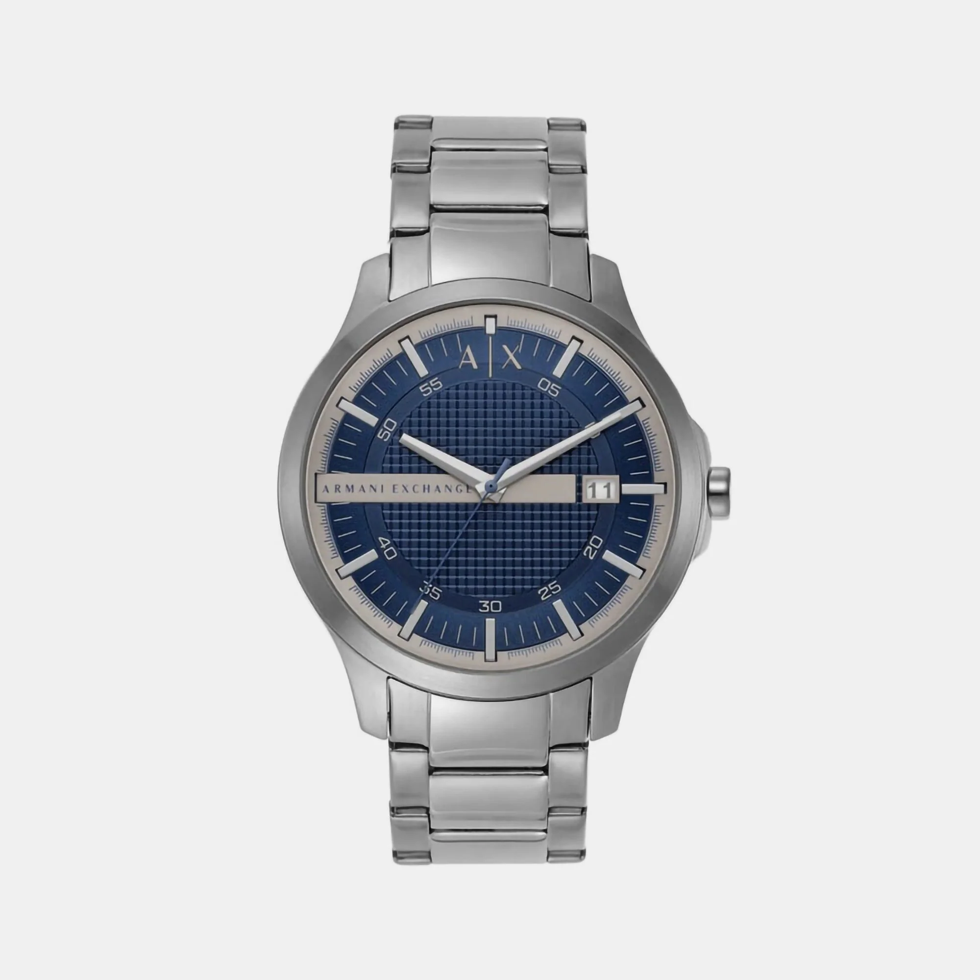 Hampton Men Quartz Blue Dial Analog Stainless Steel Watch AX2451