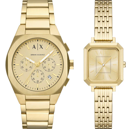 Armani Exchange Sync Gold Dial Pair 32mm AX7171SET