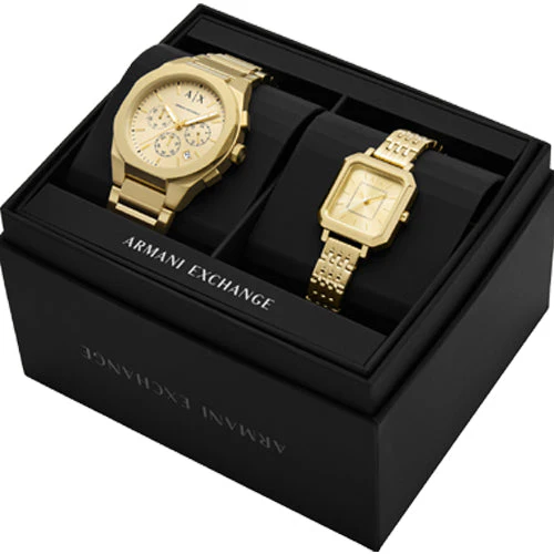 Armani Exchange Sync Gold Dial Pair 32mm AX7171SET - Image 4