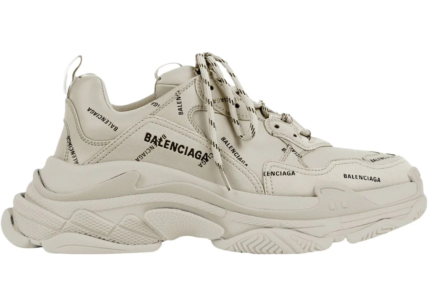 Balenciaga All Over Logo Triple S Beige (Women'S)