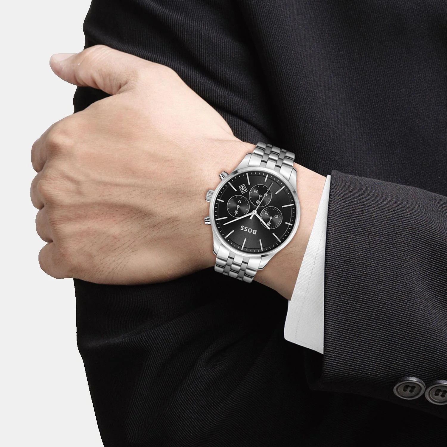 Avery Men Quartz Black Dial Chronograph Stainless Steel Watch 1514157 - Image 4