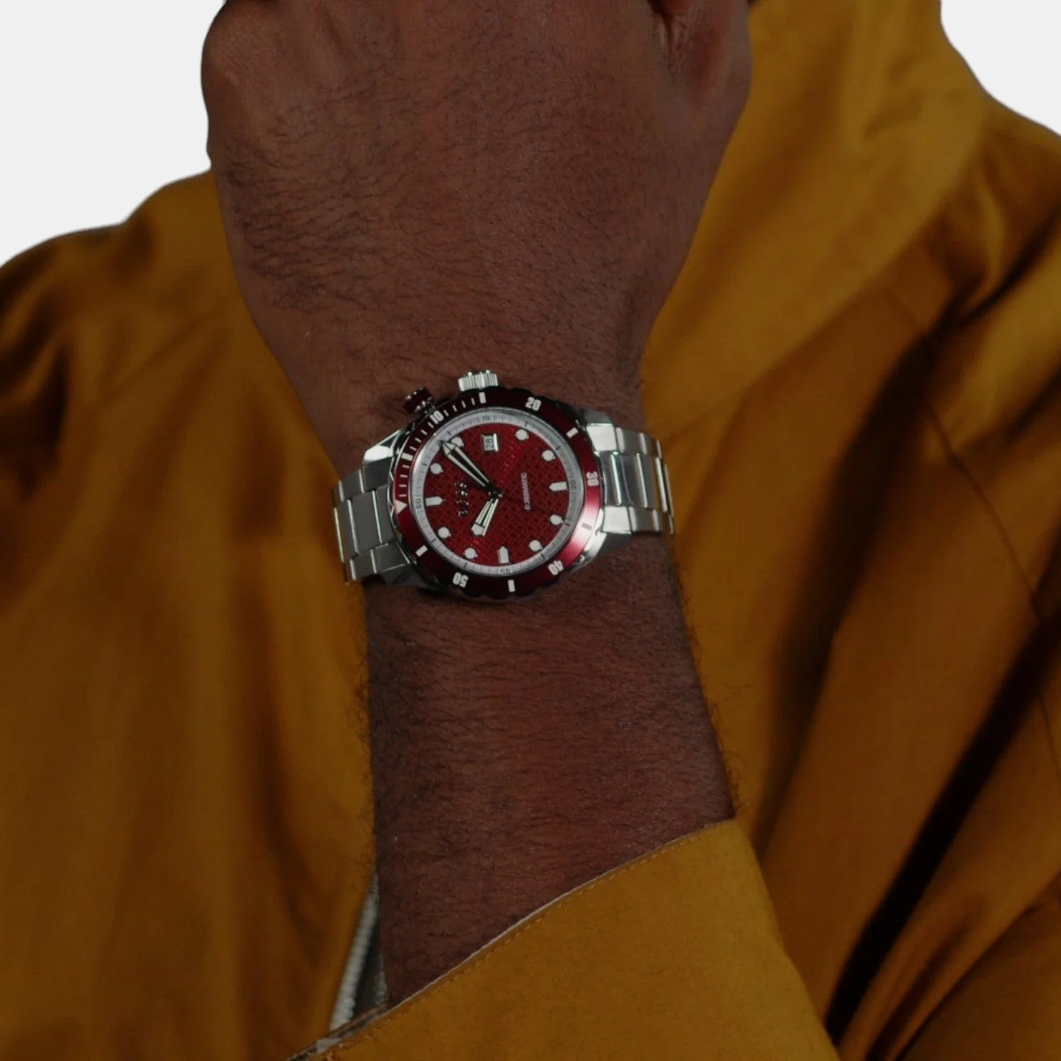 Bossmatic Men Automatic Red Dial Analog Stainless Steel Watch 1514179 - Image 3