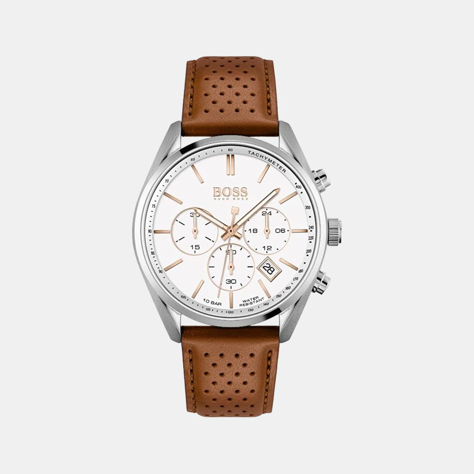 Champion Men Quartz White Dial Chronograph Leather Watch 1513879
