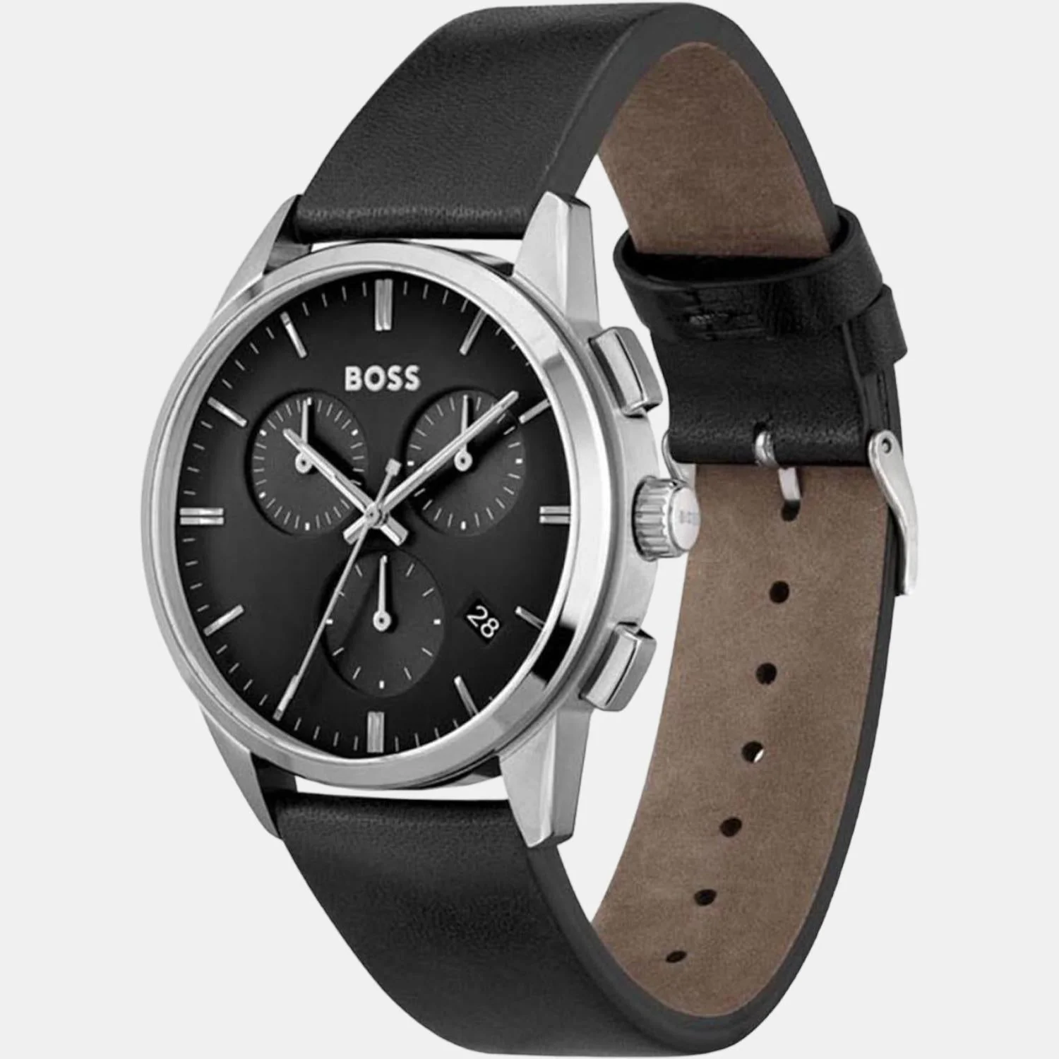 Dapper Men Quartz Black Dial Chronograph Leather Watch 1513925 - Image 3