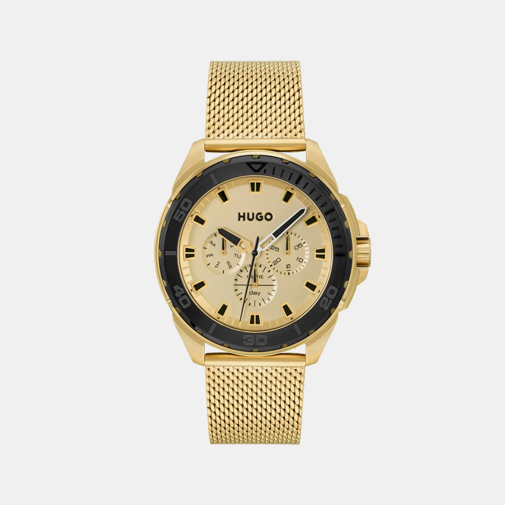 Fresh Men Quartz Gold Dial Chronograph Mesh Watch 1530288