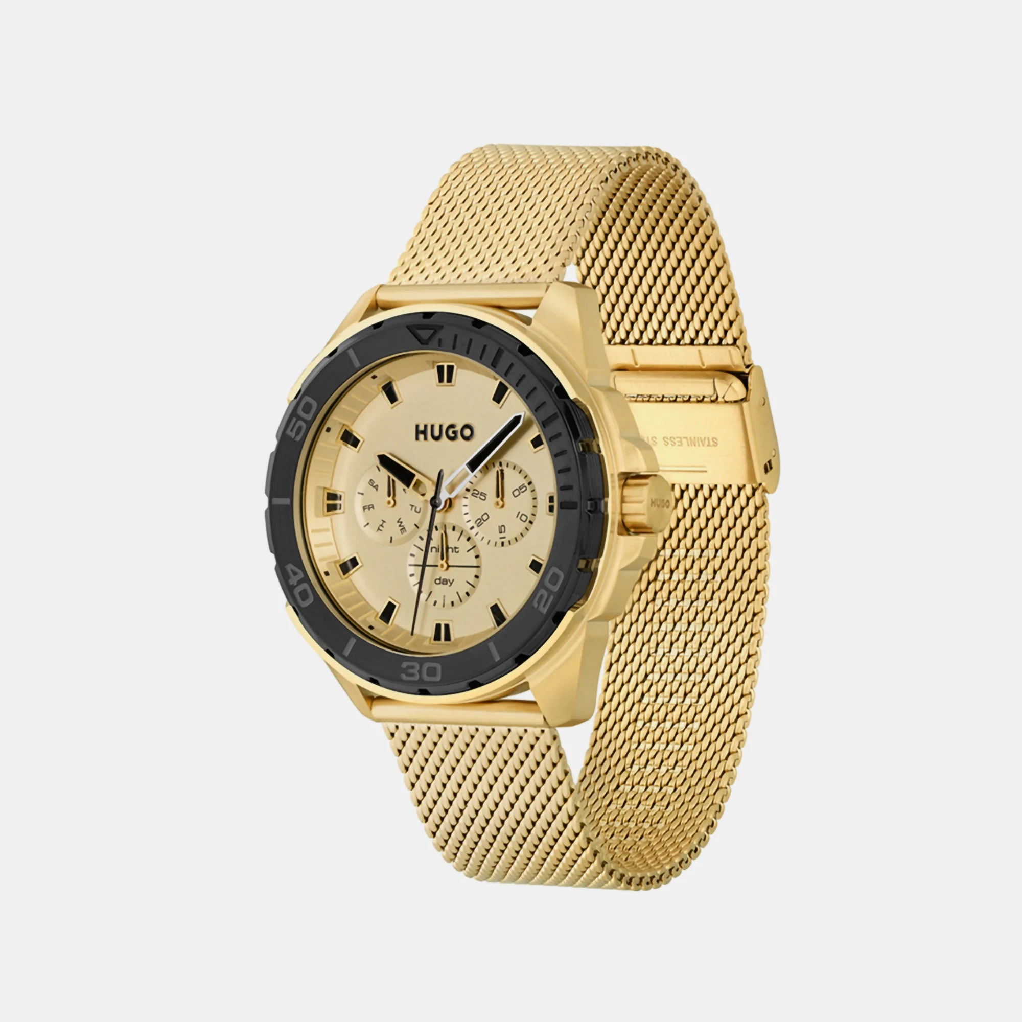 Fresh Men Quartz Gold Dial Chronograph Mesh Watch 1530288 - Image 2