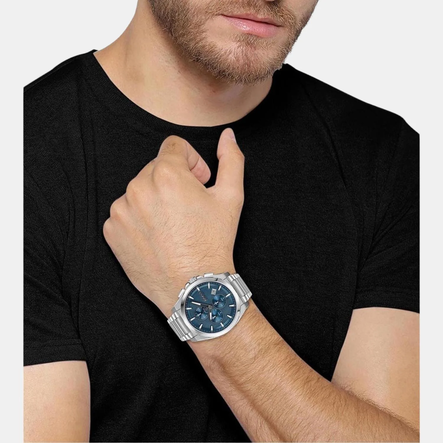 Grandmaster Men Quartz Blue Dial Chronograph Stainless Steel Watch 1513884 - Image 4