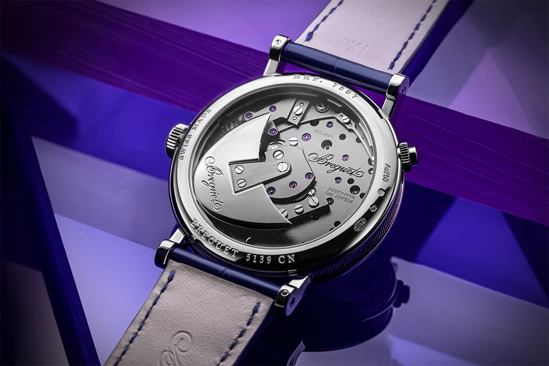 Breguet Tradition Silver & Grey Dial Blue 40 MM Watch for Men - Image 4