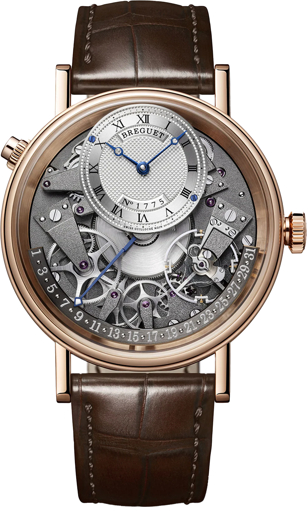Breguet Tradition Silver & Grey Dial Brown 40 MM Watch for Men