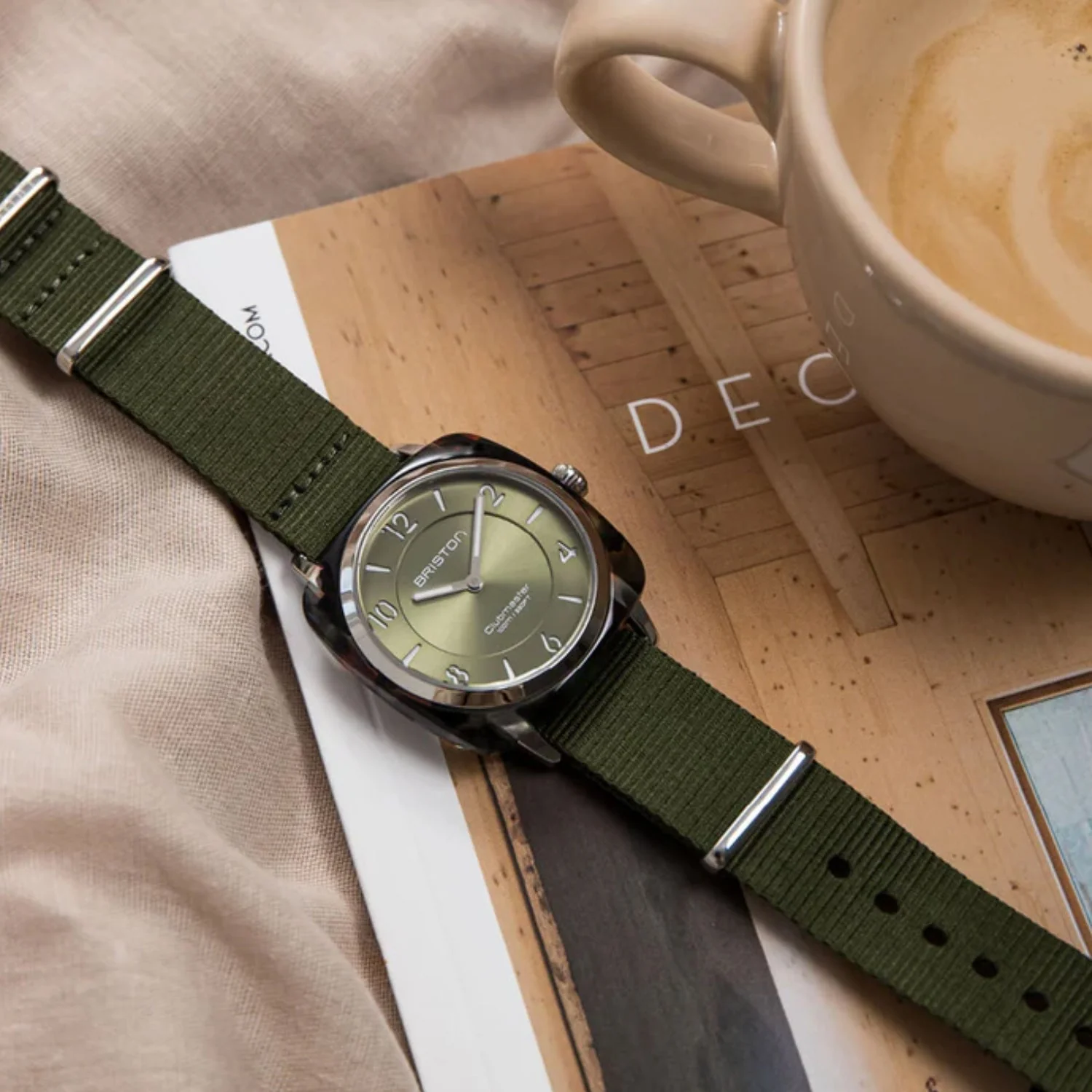 Clubmaster Chic Women Quartz Olive Green Dial Analog Nato Watch 21536.PRA.UG.26.NOL - Image 2