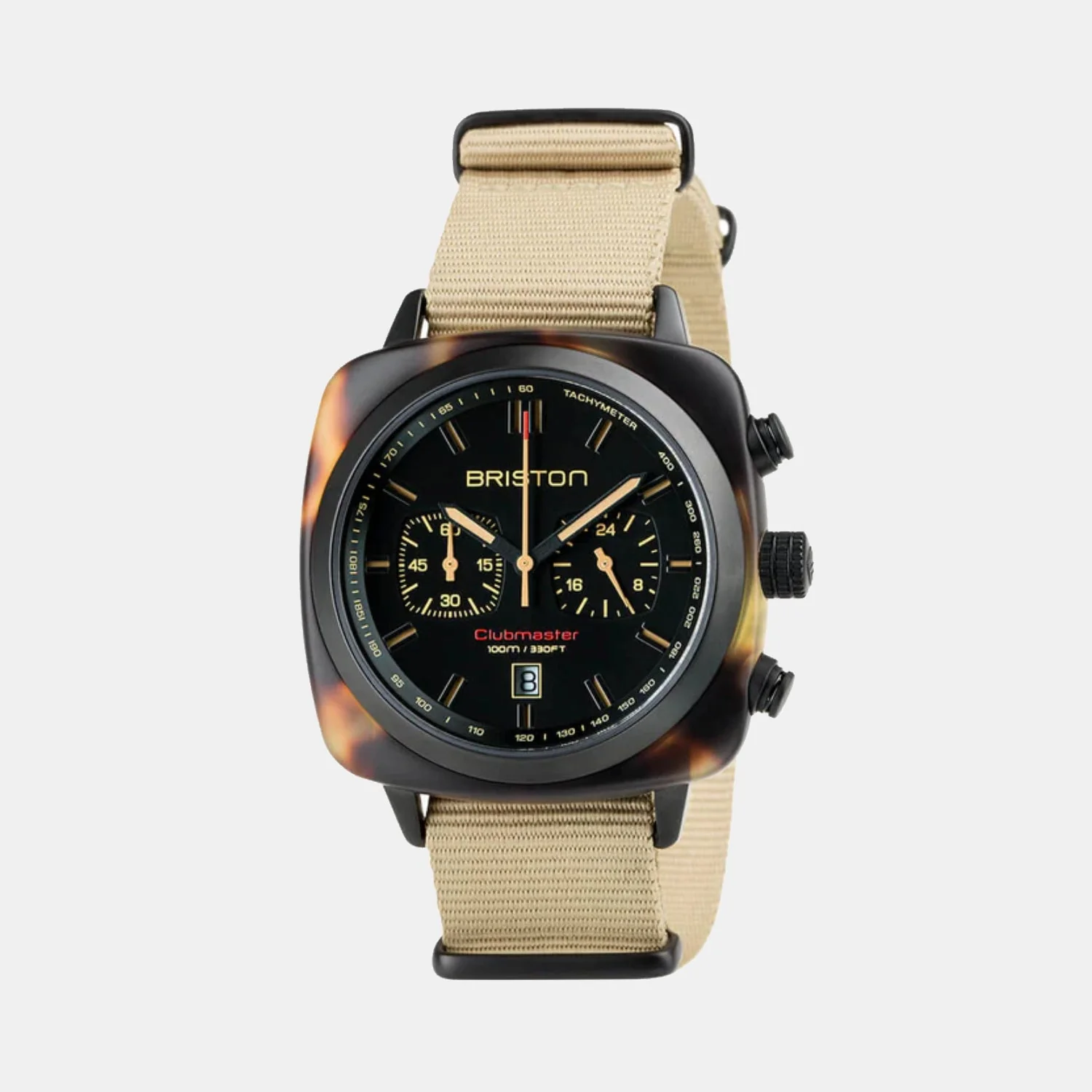 Clubmaster Sport Men Quartz Matt Black Dial Chronograph Nato Watch 18142.PBAM.TSS.5.NK
