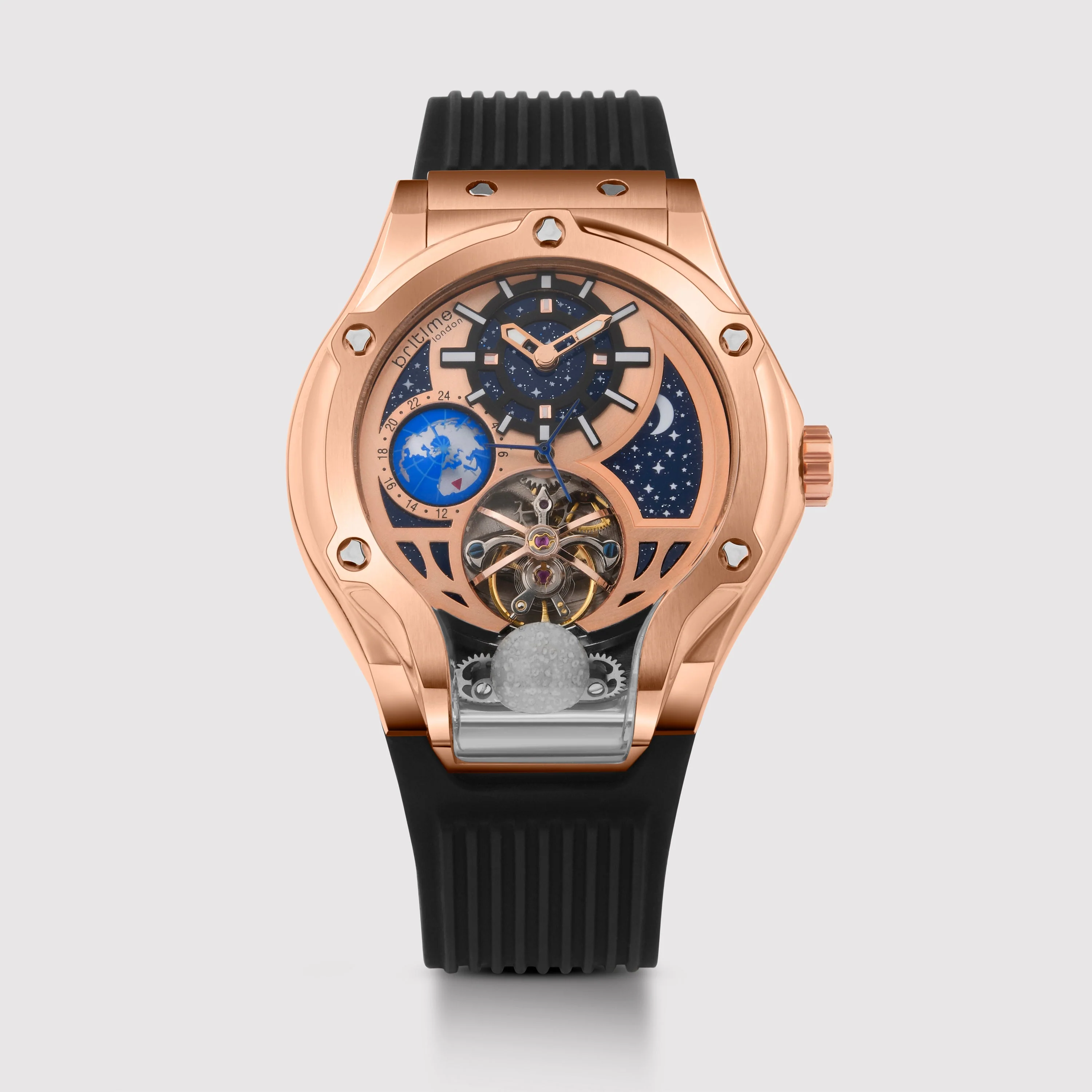 Asteroid Men Automatic Rose Gold Dial Multi-Function Silicone Watch 777-P30706 - Image 2