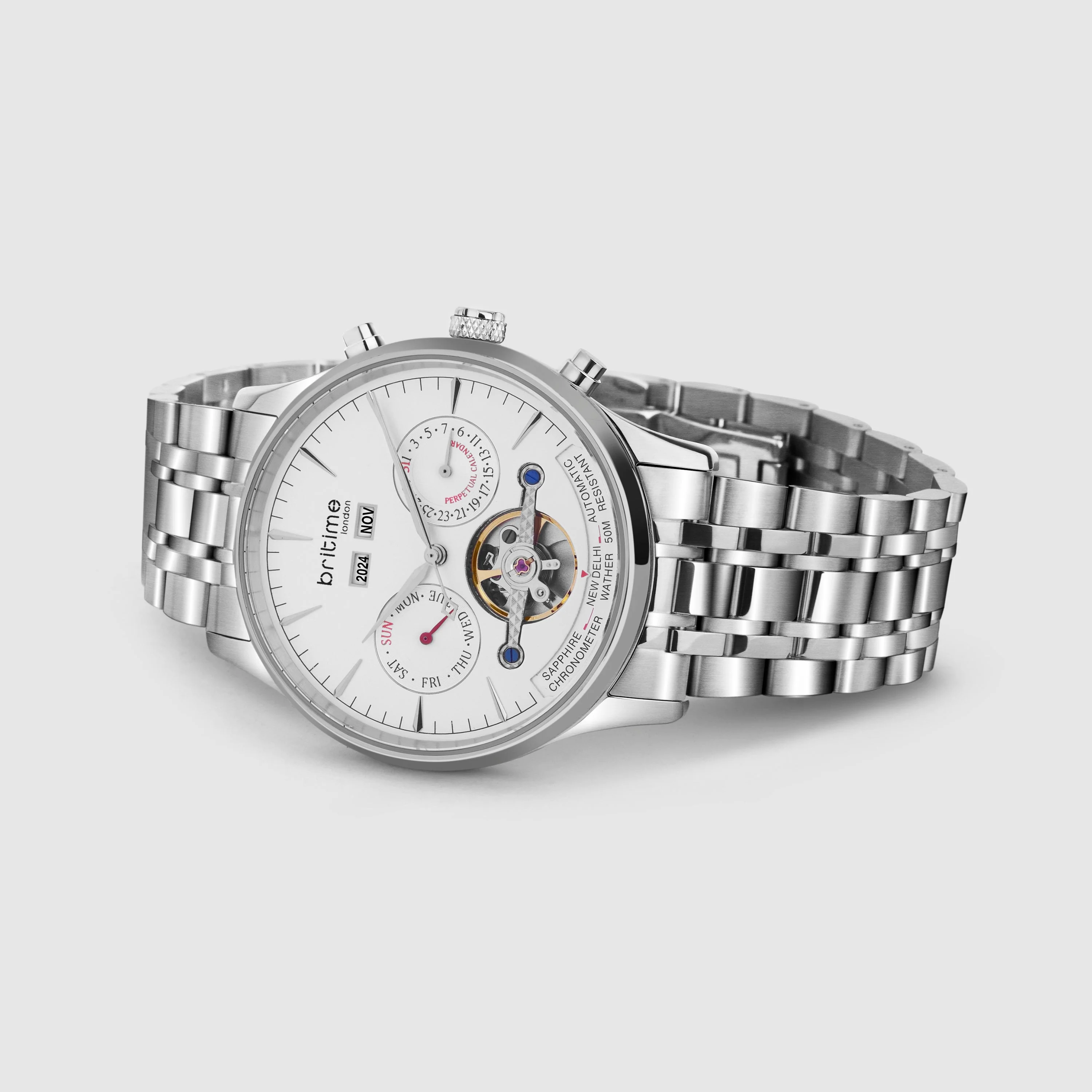 Celestial Men Automatic Silver Dial Chronograph Metal Watch 867-M10301 - Image 4