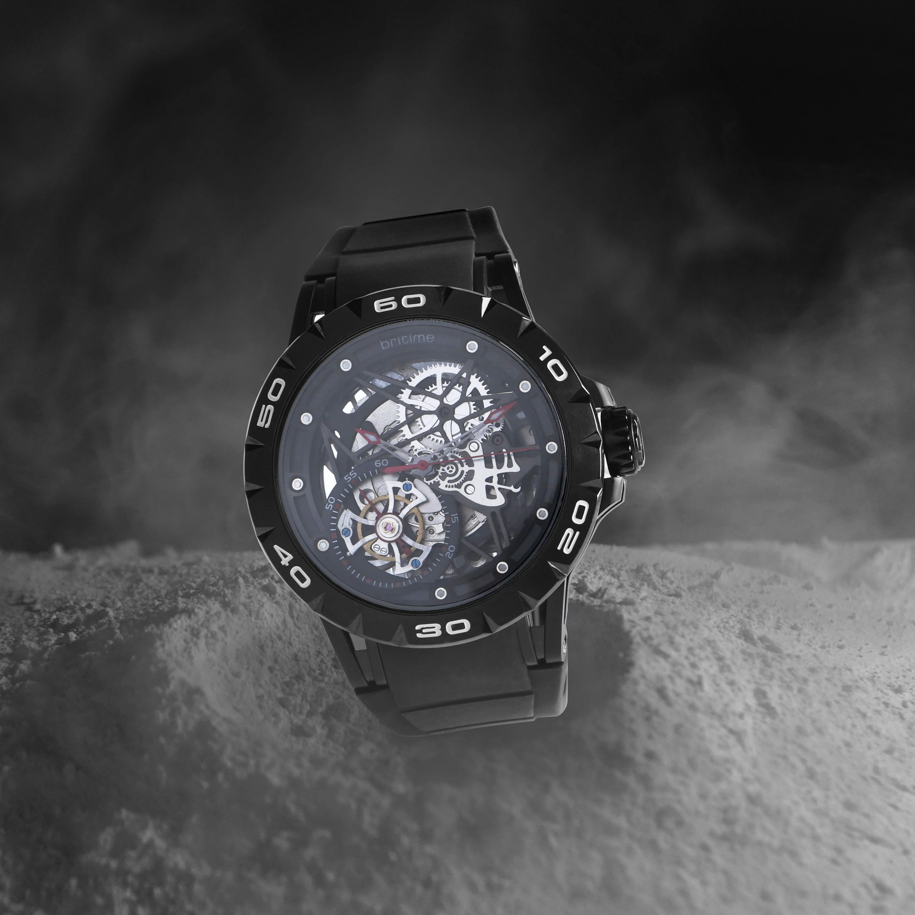 Crescent Men Automatic Black Dial Analog Silicone Watch 227-P40406 - Image 2