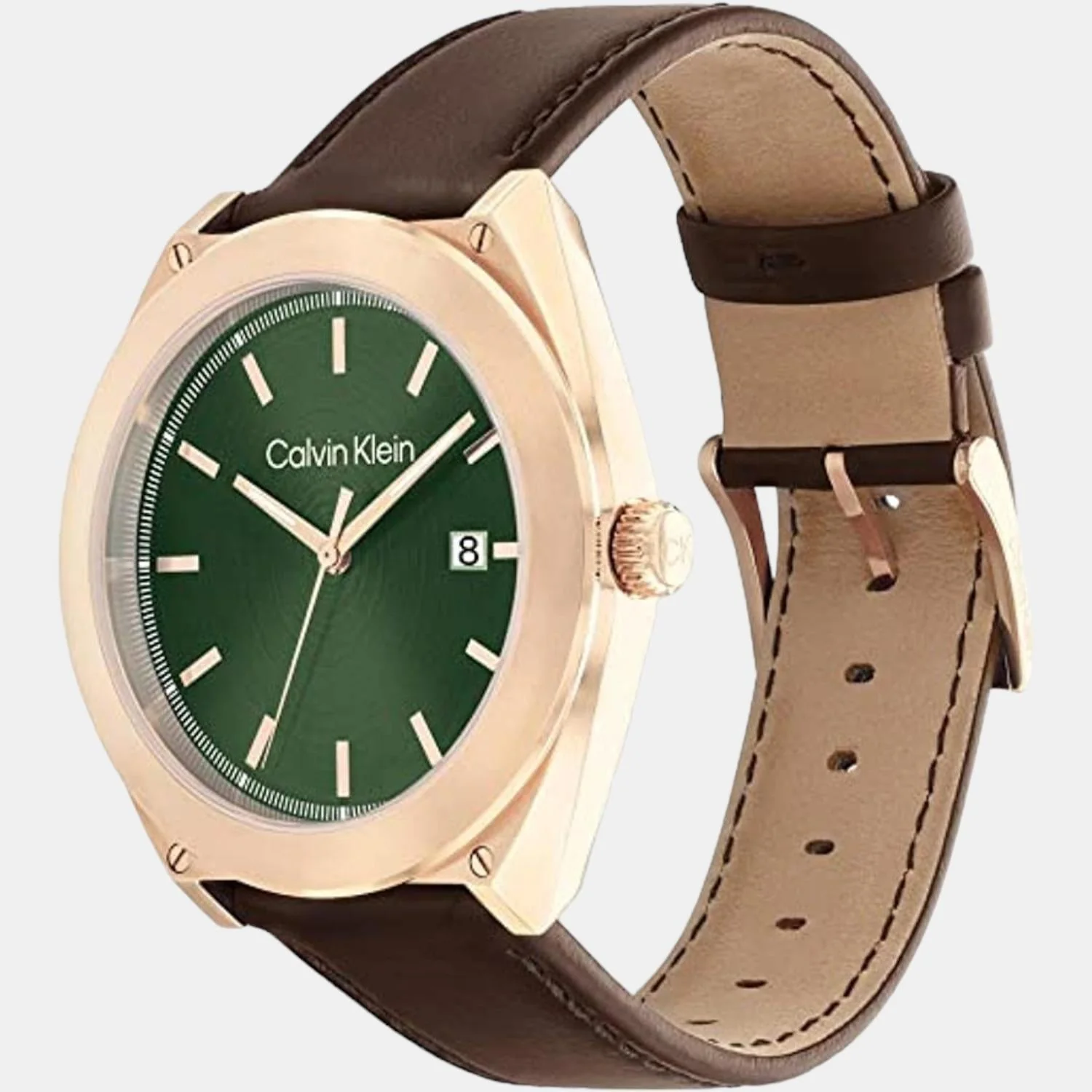 Casual Essentials Men Quartz Green Dial Analog Leather Watch 25200202 - Image 2