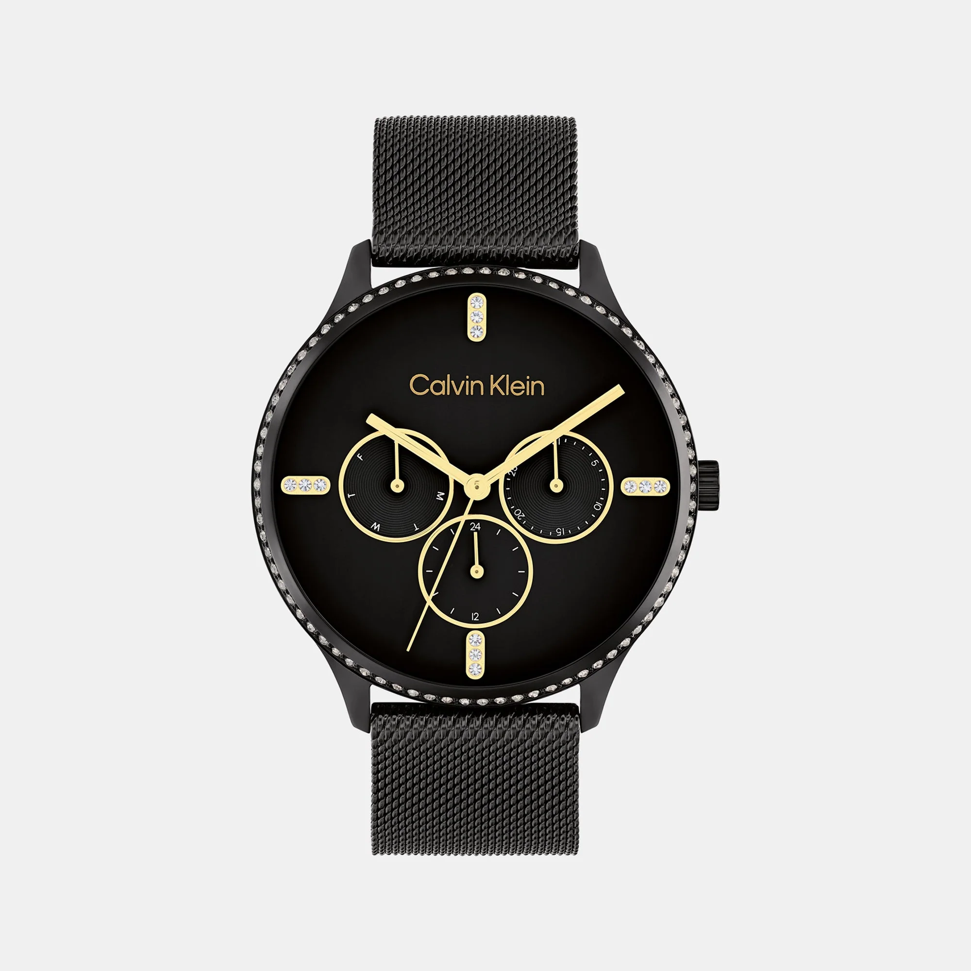 Ck Dress Women Quartz Black Dial Multi-Function Mesh Watch 25200369