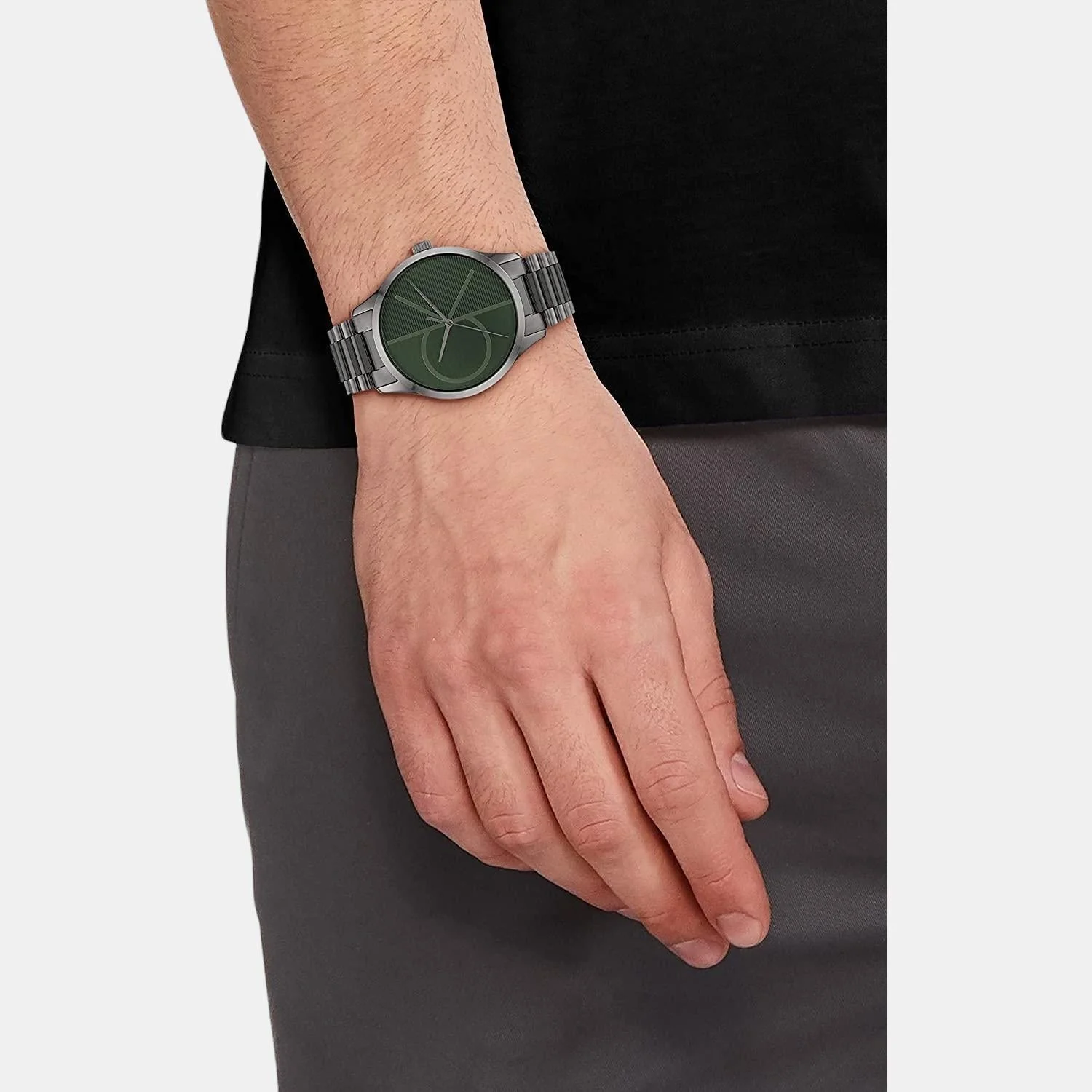 Ck Iconic Unisex Quartz Green Dial Analog Stainless Steel Watch 25200164 - Image 4