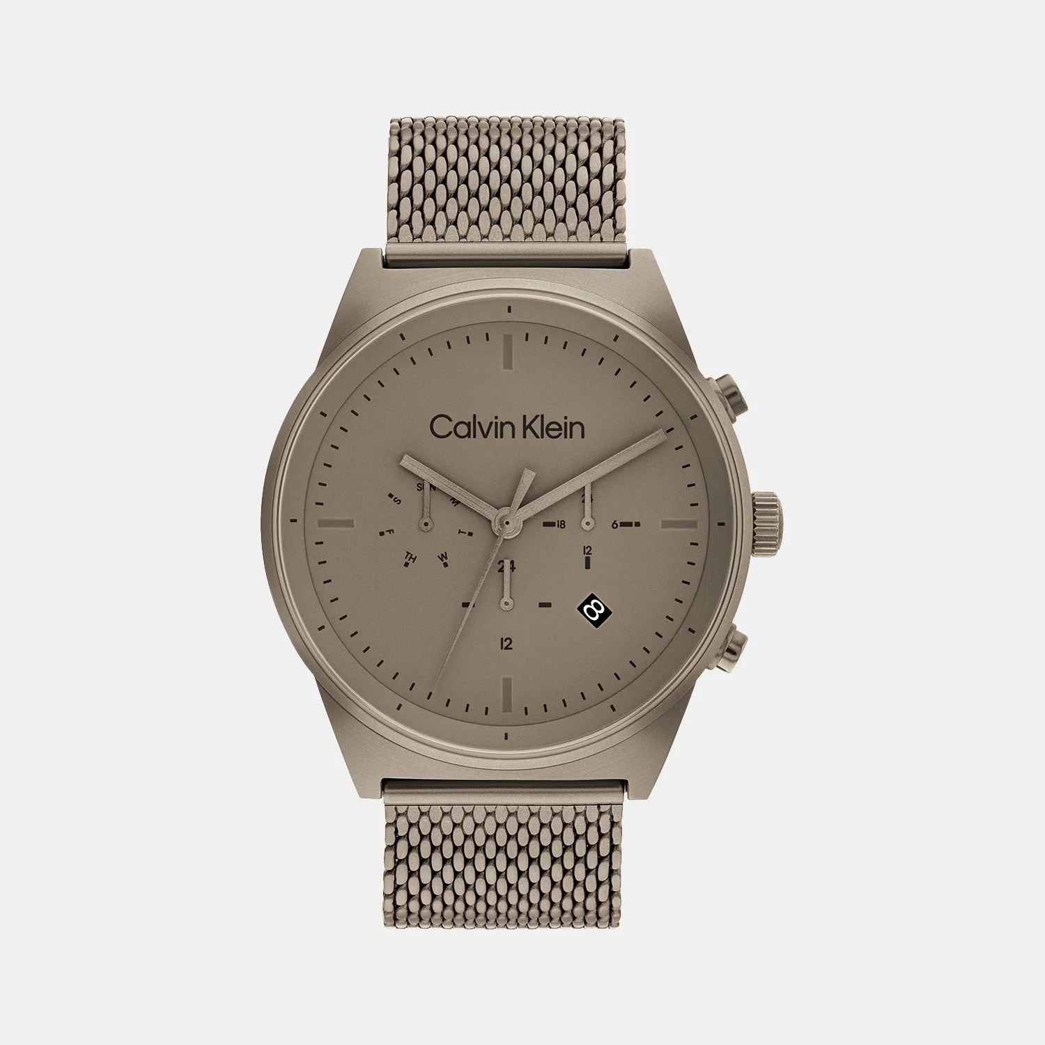 Ck Impressive Men Quartz Khaki Dial Chronograph Mesh Watch 25200297