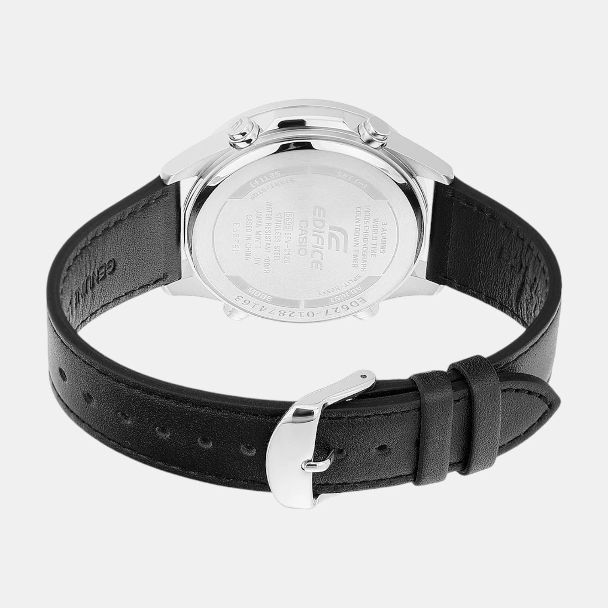 Edifice Men Quartz Black Dial Analog-Digital Leather Watch ED627 - Image 6