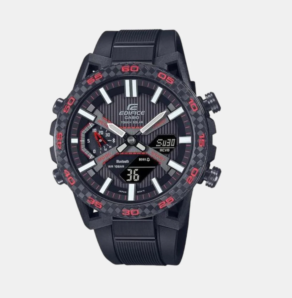 Edifice Men Quartz Black Dial Analog-Digital Resin Watch ED563