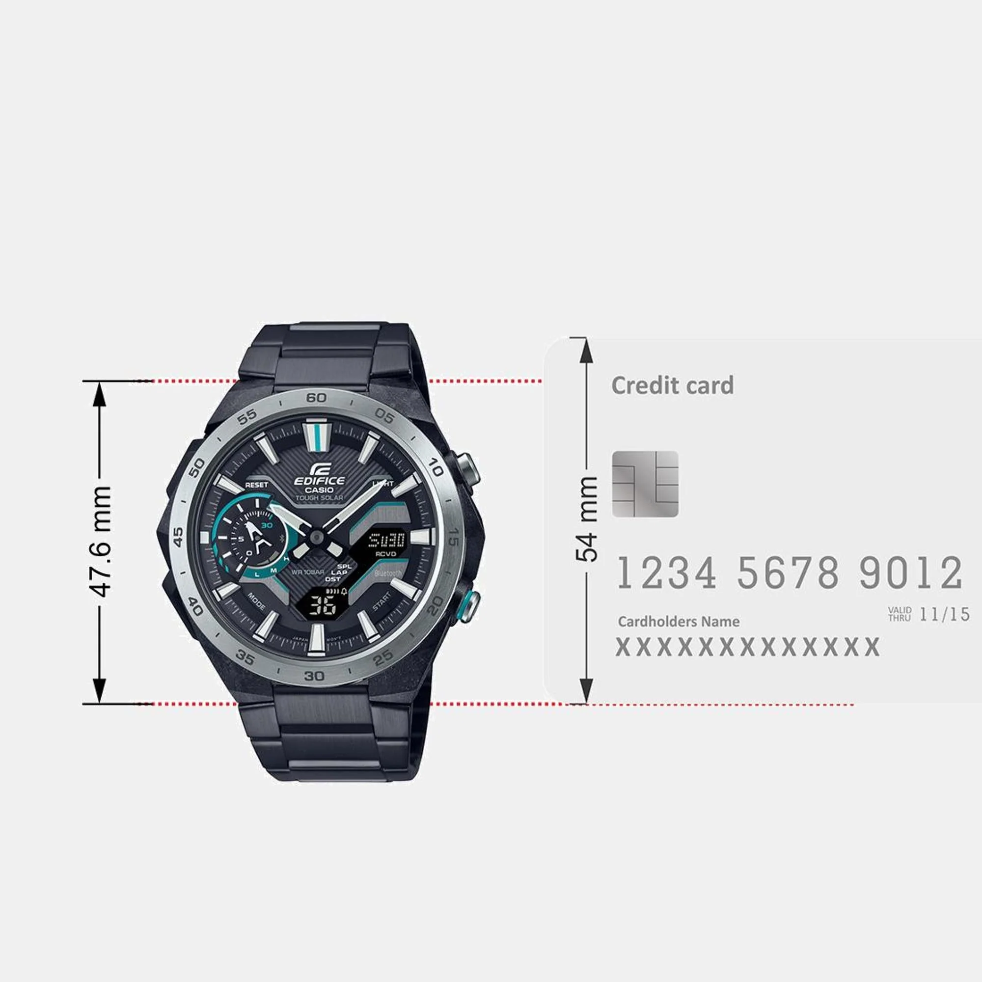 Edifice Men Quartz Black Dial Analog-Digital Stainless Steel Watch ED590 - Image 8