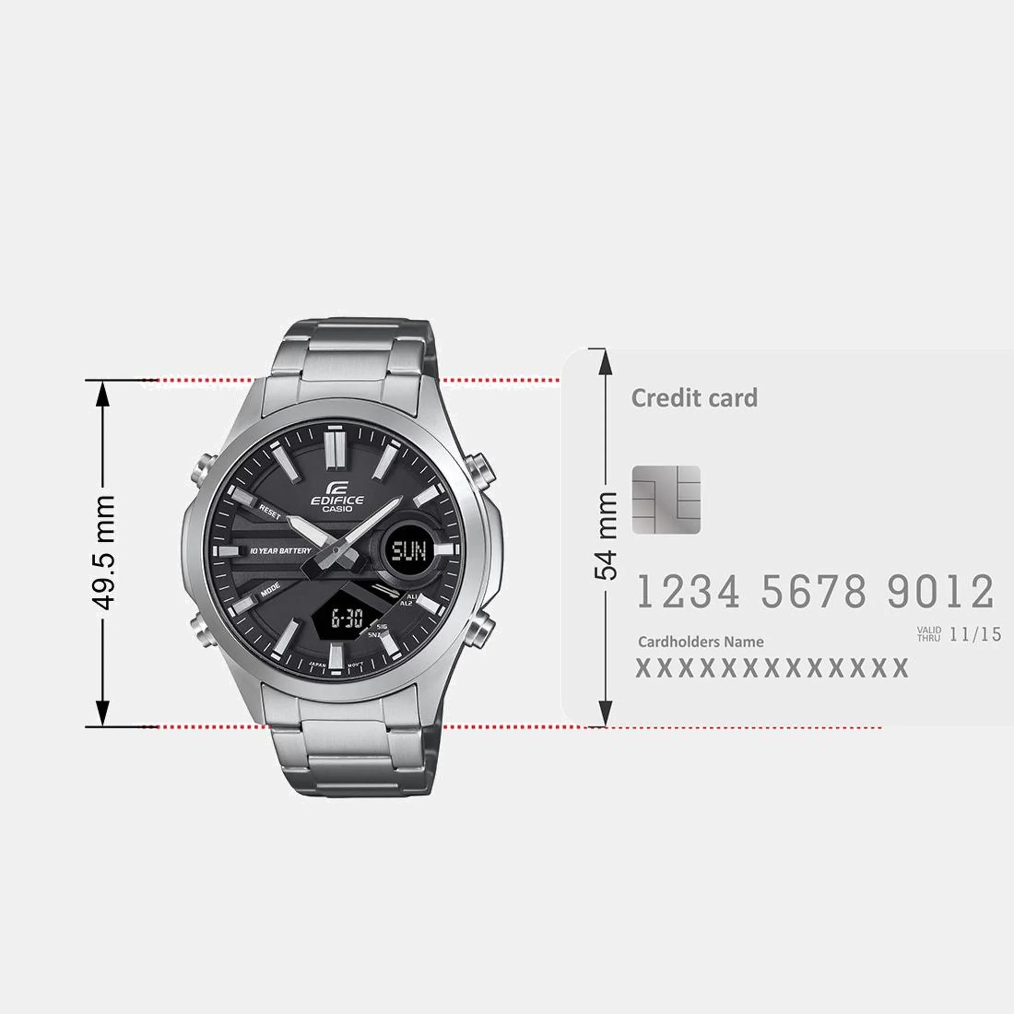 Edifice Men Quartz Black Dial Analog-Digital Stainless Steel Watch ED624 - Image 6