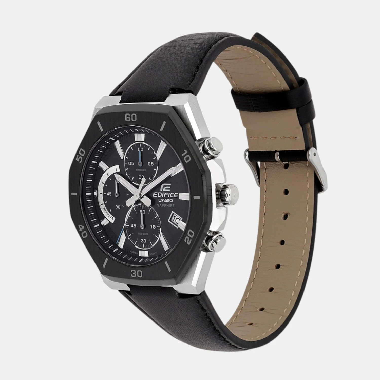 Edifice Men Quartz Black Dial Analog Leather Watch ED645 - Image 4